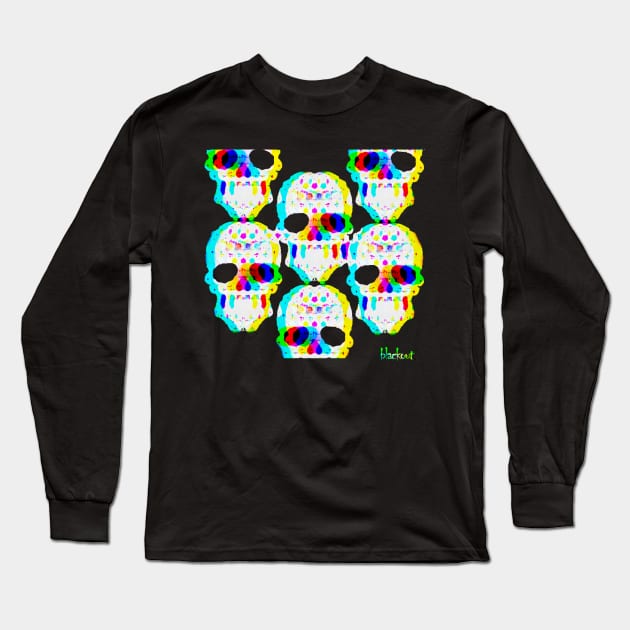 Skulls Convene at the Cinema by Blackout Design Long Sleeve T-Shirt by Blackout Design